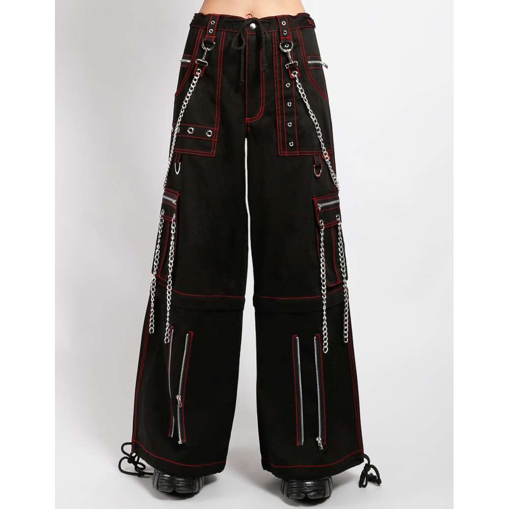 Tripp NYC - Chain To Chain Pantalon large - Fermeture éclair - Noir/Rouge